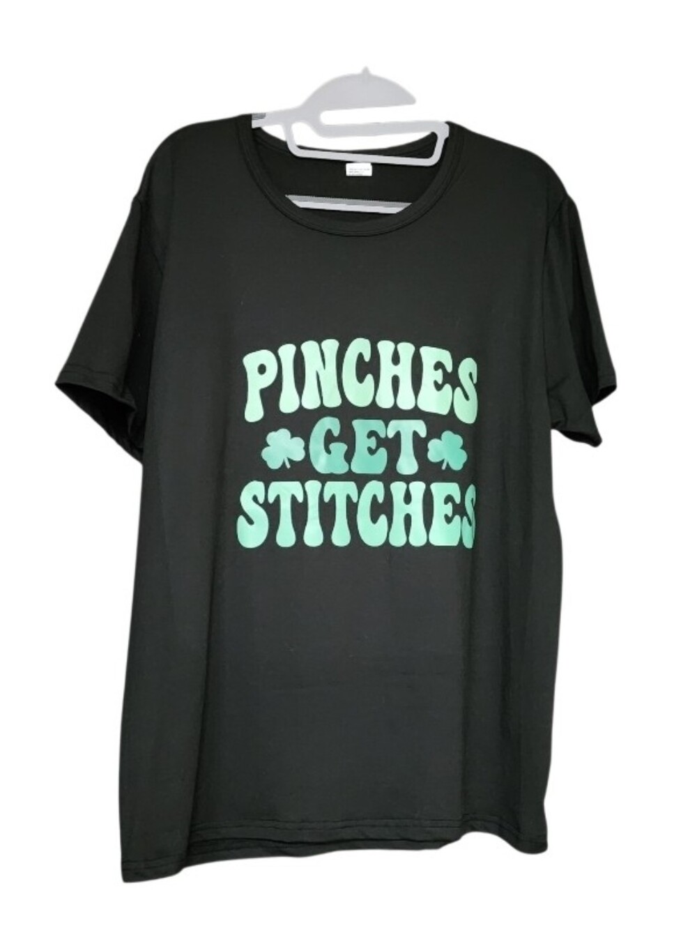 Black Kids Graphic Tee - 'Pinches Get Stitches' Green Print